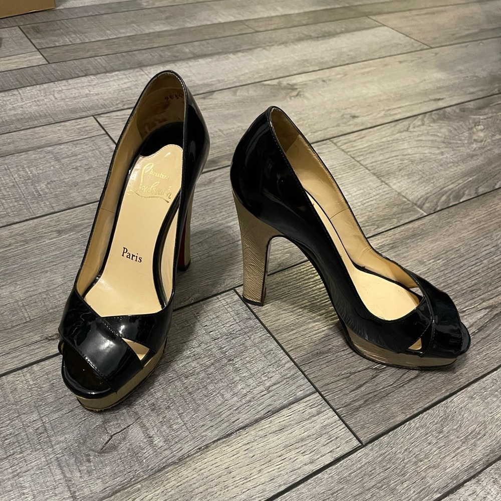 Christian Louboutin Black Peep Toe Heels size 37
